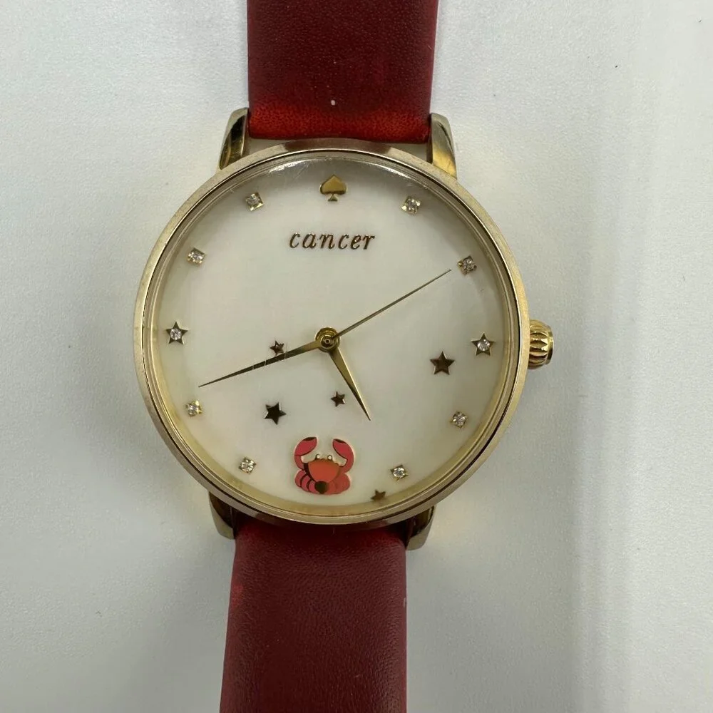 Kate Spade Zodiac Watch Women Gold Tone Cancer Crab Dial New Battery